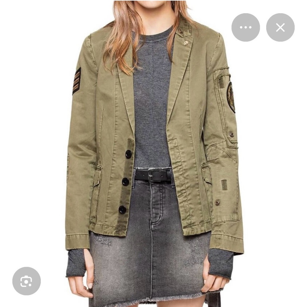 Zadig & Voltaire Olive Military-Style Utility Jacket XS